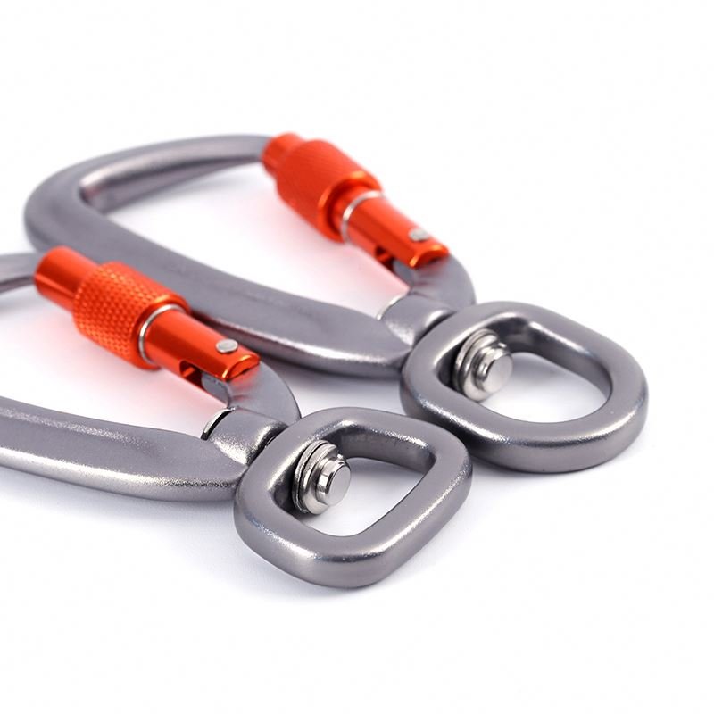 Metal Shaped Twist Auto Lock Dog Leash Carabiners 4kN Aluminum Anodized Swivel Hook Dog Leash Swivel Carabiner With Locking