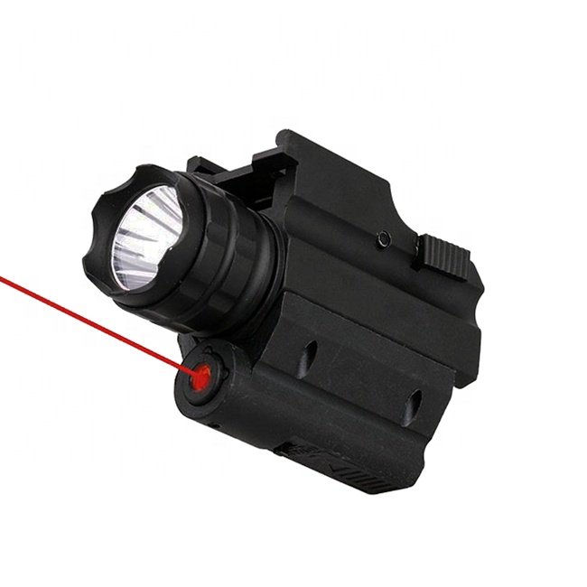 Hunting 2 in 1 Red Laser LED Flashlight 250 Lumens Tactical Flashlight Easy Mounted for Outdoor Sports