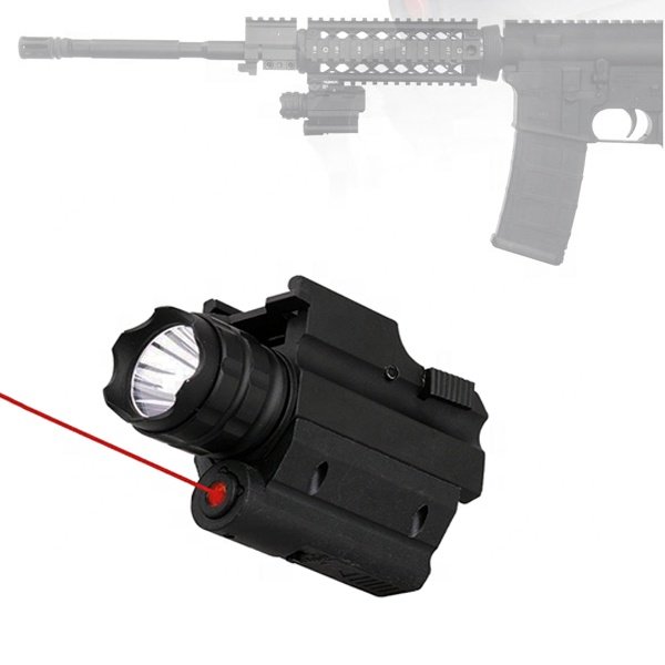Hunting 2 in 1 Red Laser LED Flashlight 250 Lumens Tactical Flashlight Easy Mounted for Outdoor Sports