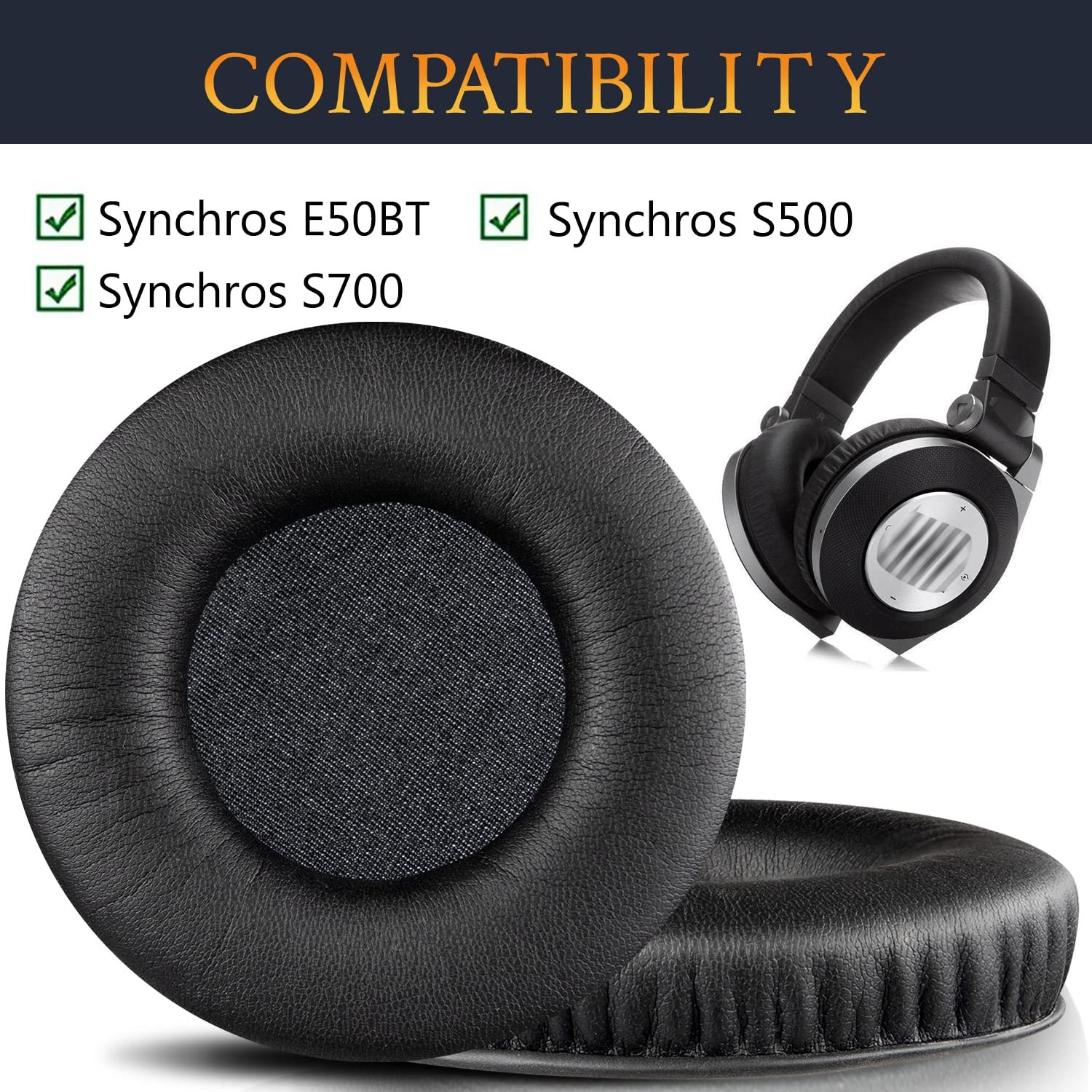 Wholesale Protein Leather Foam Headphones Earpads Cushions for Synchros E50 E50BT S500 S700 Wireless Headphones