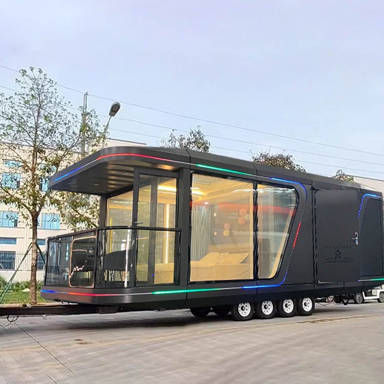 Fully Furnished Trailer House Mobile Prefab Container Homes Space Capsule Tiny House for Sale