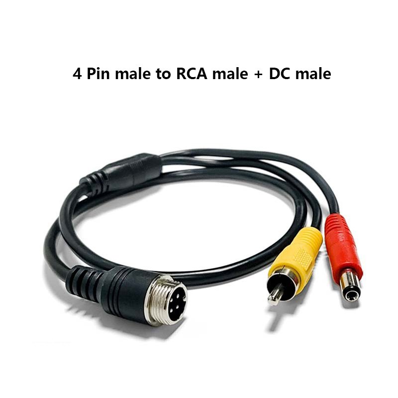 50cm Male RAC and Male DC to 4 Pin Avi Male /female Cable Converter for Car DVR Monitor