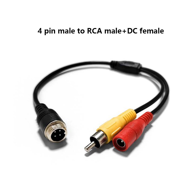 50cm Male RAC and Male DC to 4 Pin Avi Male /female Cable Converter for Car DVR Monitor