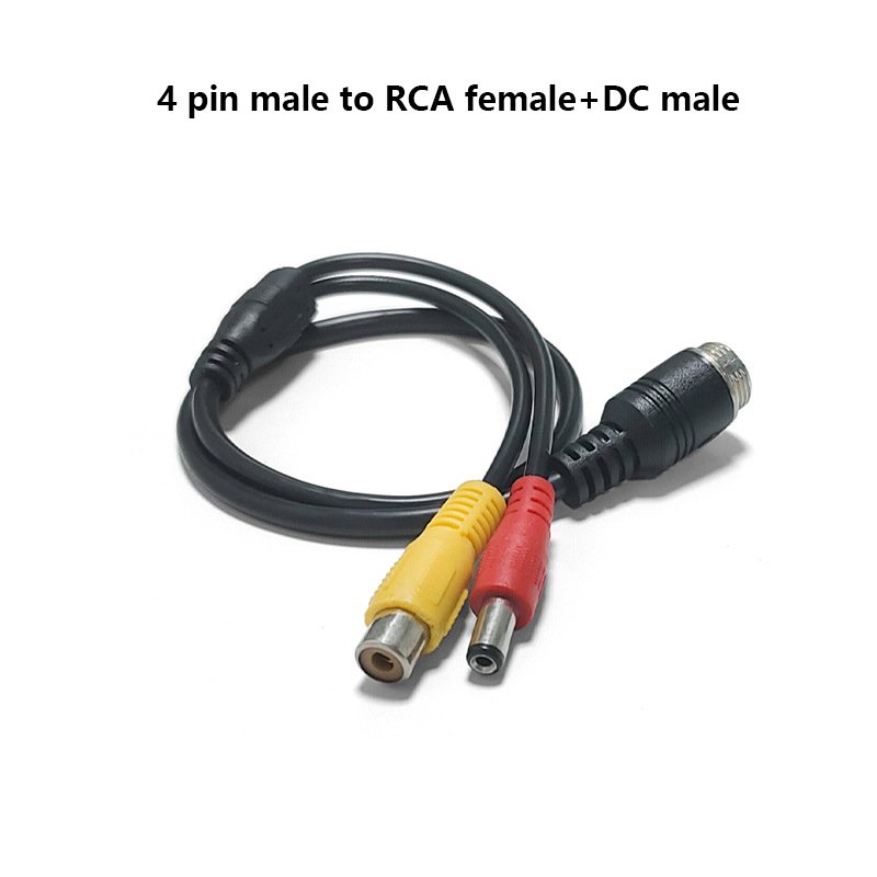 50cm Male RAC and Male DC to 4 Pin Avi Male /female Cable Converter for Car DVR Monitor