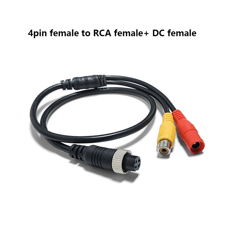 50cm Male RAC and Male DC to 4 Pin Avi Male /female Cable Converter for Car DVR Monitor