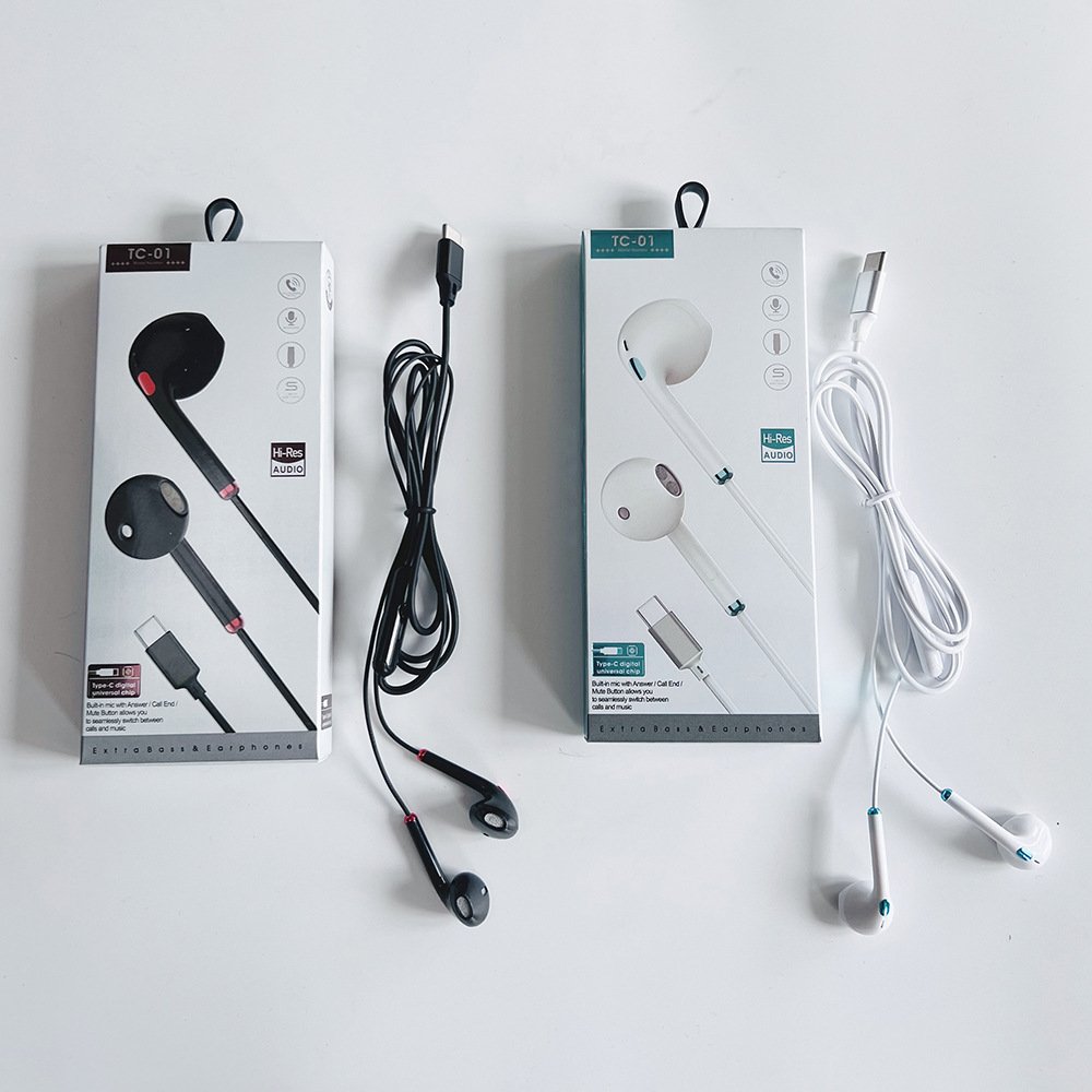 YN Factory Low Price Wholesale Type-c Earphones Wired 1 m a Half In-ear Earbuds for Ios Andrew Hung Meng