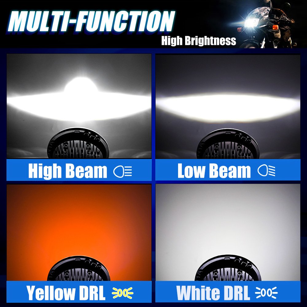 MOTOLED 7 Inch Motorcycle Headlight Skull DRL Projector Lens for Bajaj Boxer BJ100