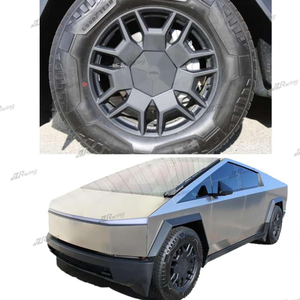JZ Carbon Fiber Full Coverage Wheel Center Hub Caps for Tesla Cybertruck 2024 Carbon Fiber Filled, Easy to Install