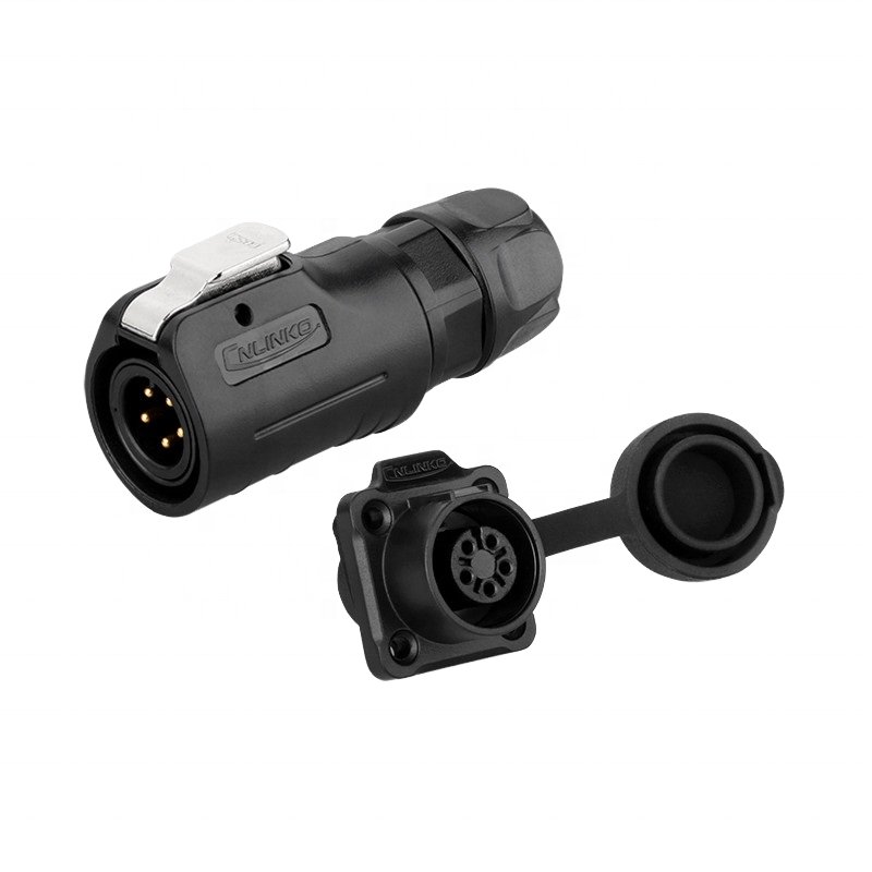 IP67 Waterproof LP12 Cnlinko Aviation Round-shaped Plastic Connector 5Pin Low Voltage Male Female Plug Gold Plating for Power