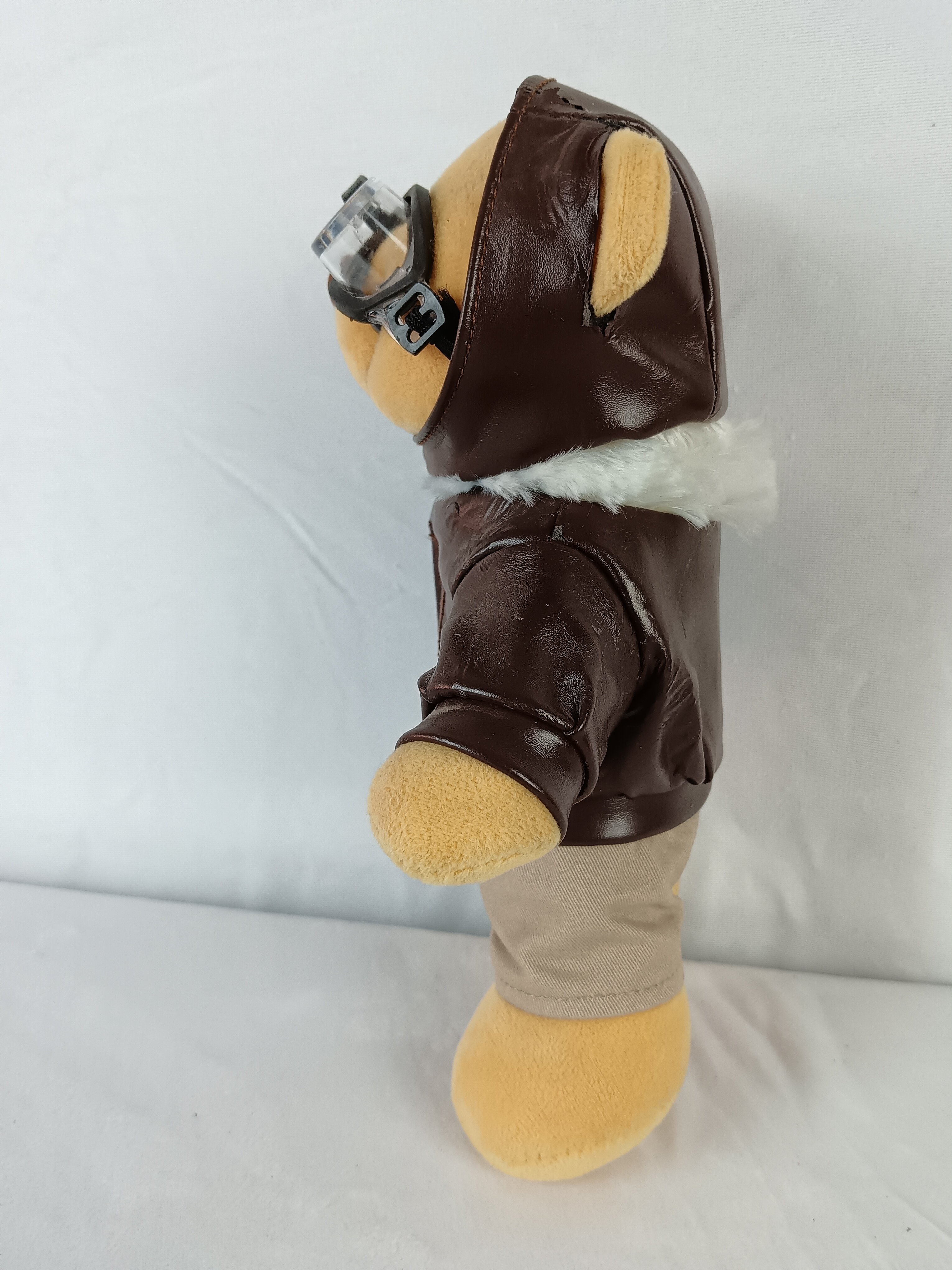 Yangzhou New Sunrise Custom Cute Soft Plush aviator Teddy Bear Doll Toy with Glasses Leather Garment Stuffed Flying Bear Pillow
