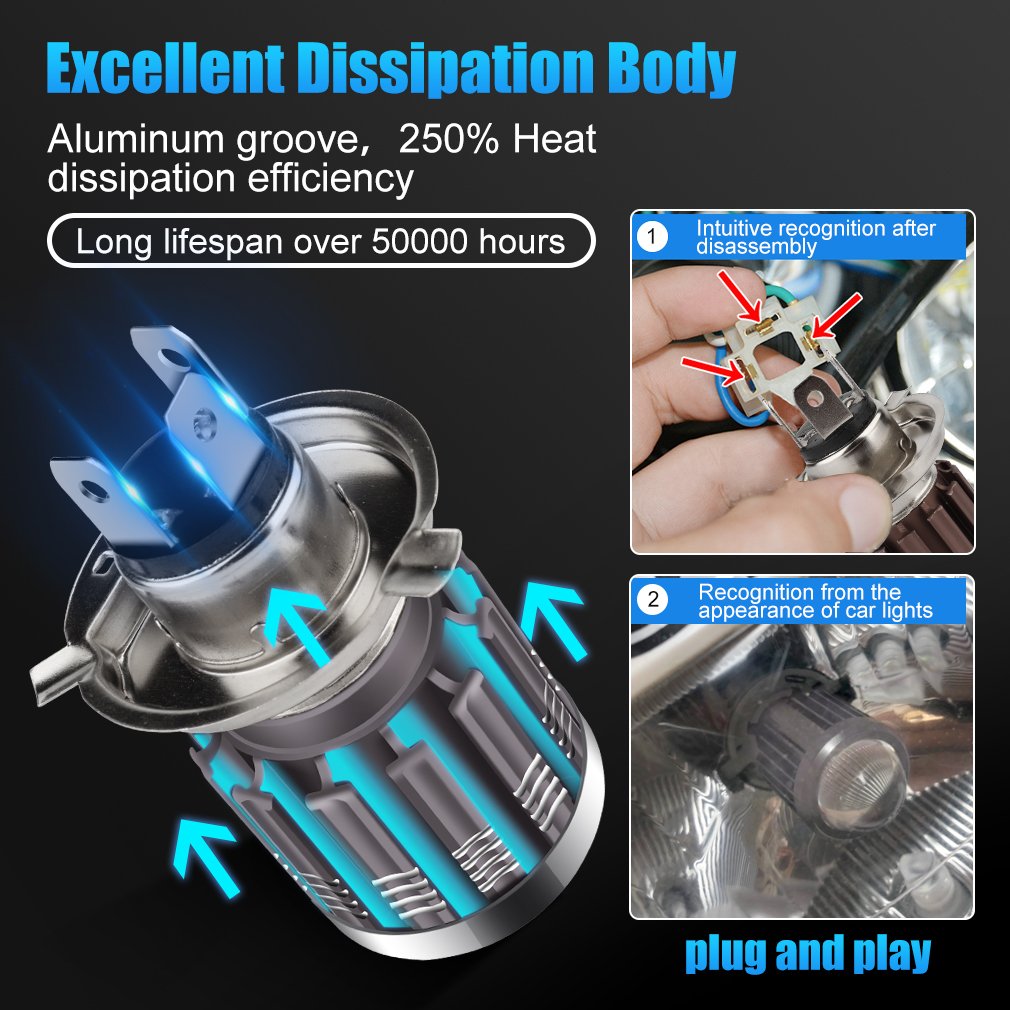 10000LM H4 LED Moto H6 BA20D LED Motorcycle Headlight Bulbs CSP Lens White Yellow Hi-Lo Beam Lamp Scooter Accessories Fog Lights