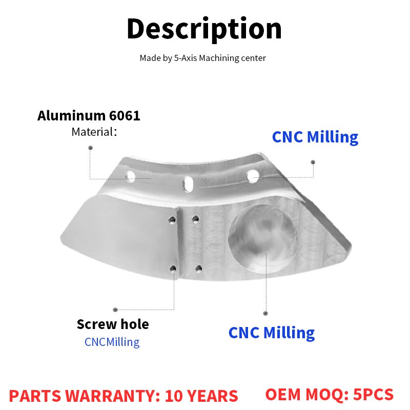 Precision Aluminum 5 Axis Custom Cnc Machining Construction Machinery Aviation Parts for Automation Equipment