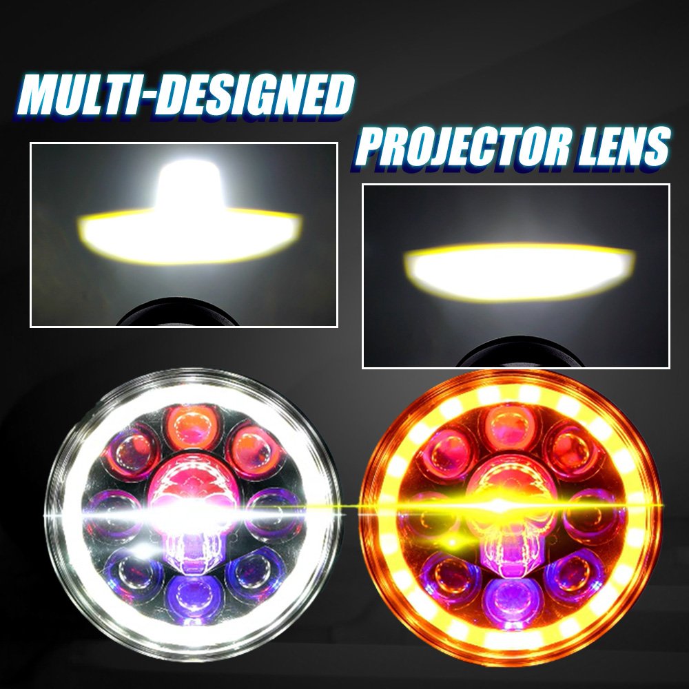 MOTOLED Motorcycle Headlight Assembly 5.75 Inch Classic off Road Skull Cafe Racer Projector Lens for Gn125 Led Accessories