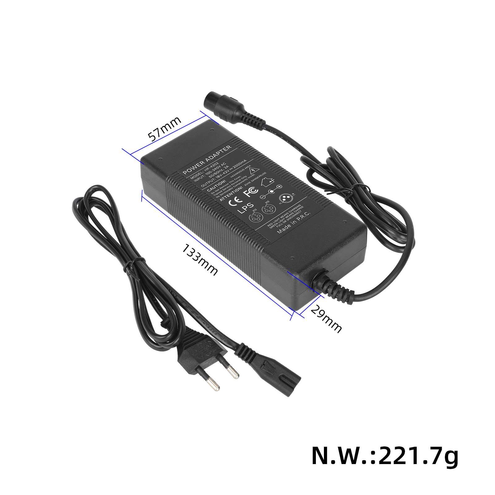 EU Plug 18-42v2A Large Aviation Head Charger Electric Scooter DC Head Lithium Battery Charger Round Head Power Cord Accessory
