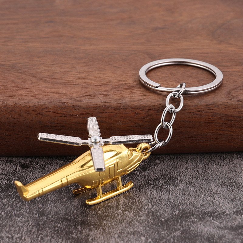 Retro 3D Metal Aircraft Air Plane Creative Stereo Helicopter Keychain Backpack Pendant Keyring Accessories