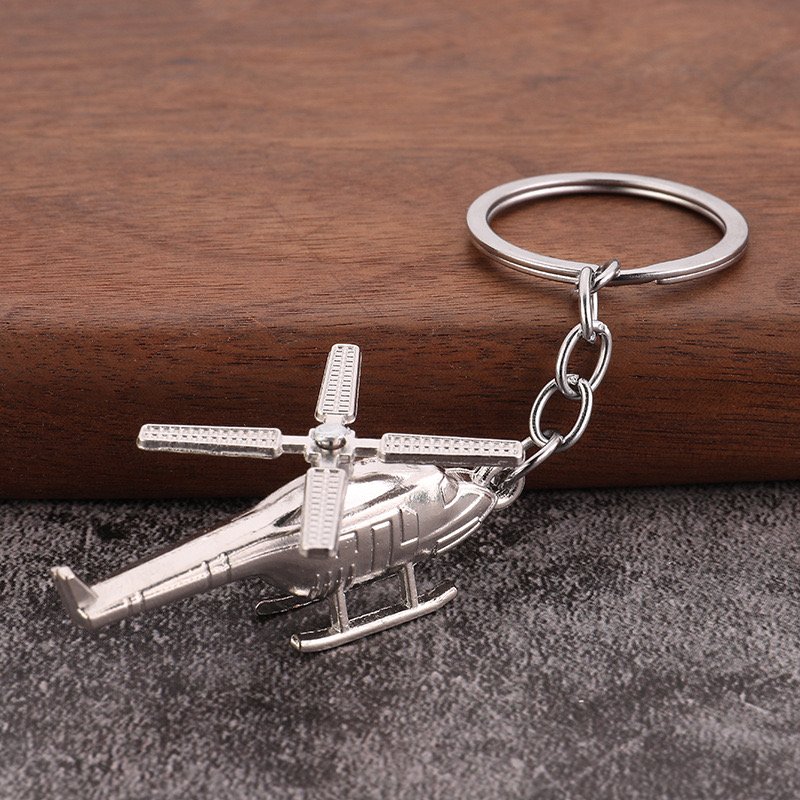 Retro 3D Metal Aircraft Air Plane Creative Stereo Helicopter Keychain Backpack Pendant Keyring Accessories