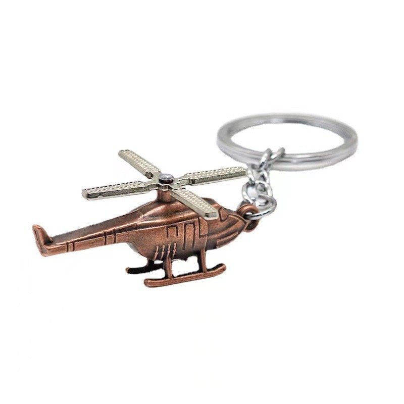 Retro 3D Metal Aircraft Air Plane Creative Stereo Helicopter Keychain Backpack Pendant Keyring Accessories