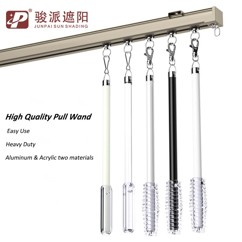 Factory Directly White Curtain Pull Rod Project Pulling Rod Aluminum Pull Wand for Hotel