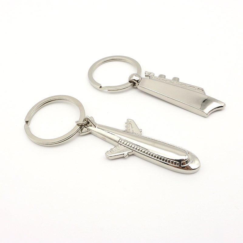 Promotional Gifts Aviation Souvenir Custom Laser Engrave Logo Bag Charms 3D Shaped Mini Metal Airplane Engine Keychain
