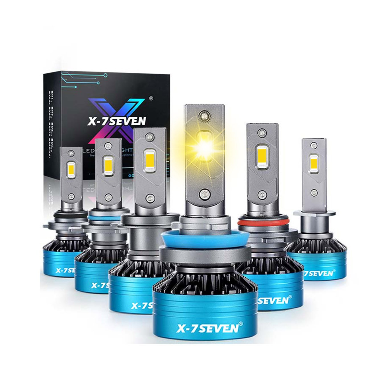 X-7SEVEN Super Bright 3500k H1 H7 H11 9005 9006 9012 Single Beam 140W 12000 Lumen Led Headlight Bulb for Car