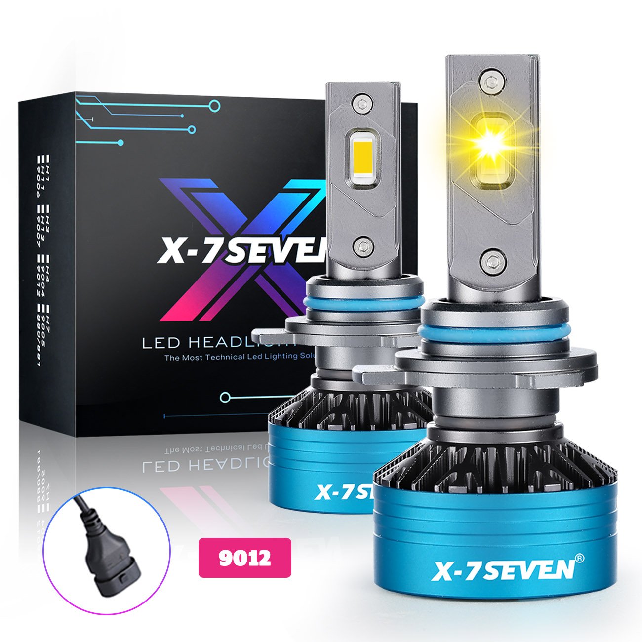 X-7SEVEN Super Bright 3500k H1 H7 H11 9005 9006 9012 Single Beam 140W 12000 Lumen Led Headlight Bulb for Car