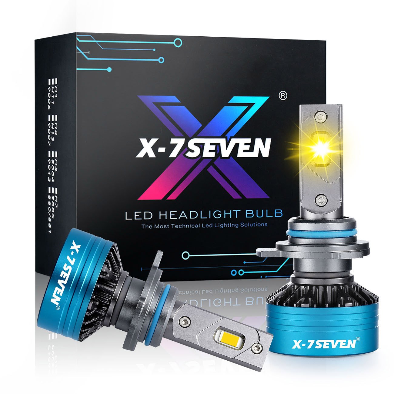 X-7SEVEN Super Bright 3500k H1 H7 H11 9005 9006 9012 Single Beam 140W 12000 Lumen Led Headlight Bulb for Car
