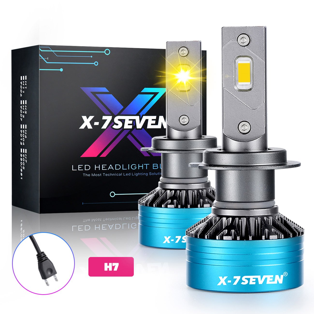 X-7SEVEN Super Bright 3500k H1 H7 H11 9005 9006 9012 Single Beam 140W 12000 Lumen Led Headlight Bulb for Car
