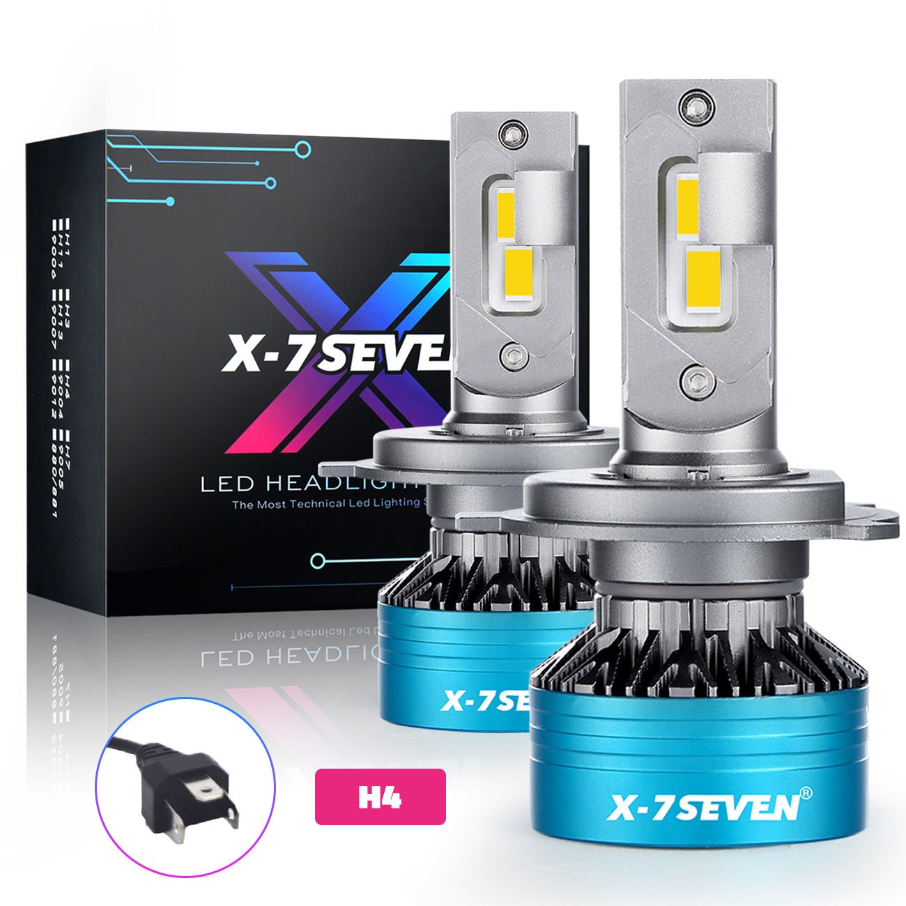X-7SEVEN Super Bright 3500k H1 H7 H11 9005 9006 9012 Single Beam 140W 12000 Lumen Led Headlight Bulb for Car