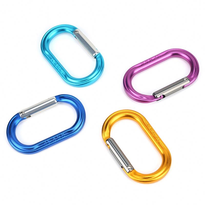 4kN Mini Oval Carabiner Aluminum Bag Buckle Promotional Key Chain Metal Spring Clip Karabiner Keychain