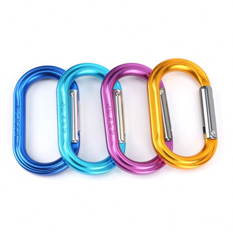 4kN Mini Oval Carabiner Aluminum Bag Buckle Promotional Key Chain Metal Spring Clip Karabiner Keychain