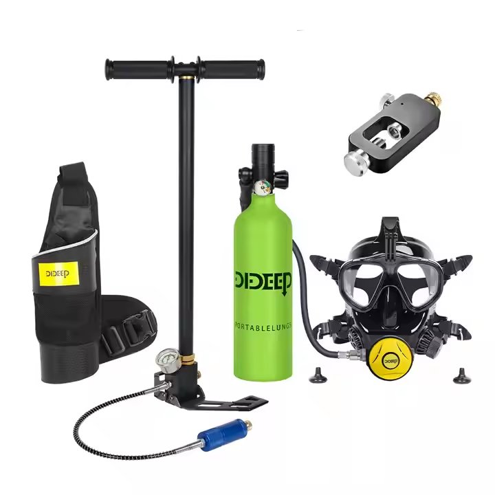RS New 1L Mini Scuba Diving Tank DIDEEP X4000pro+ Swim Dive Accessories Lung Air Diving Tank With Full Face Mask and Pump