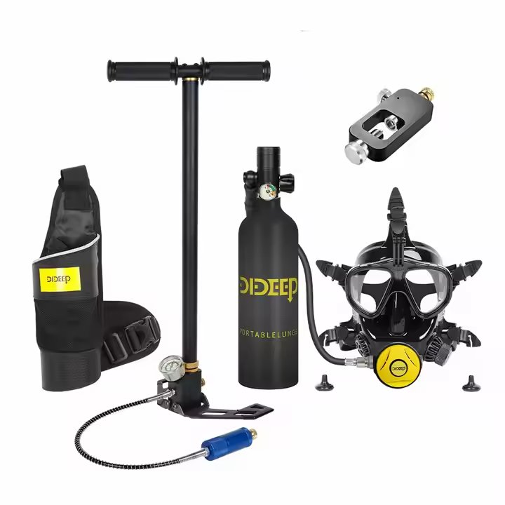 RS New 1L Mini Scuba Diving Tank DIDEEP X4000pro+ Swim Dive Accessories Lung Air Diving Tank With Full Face Mask and Pump