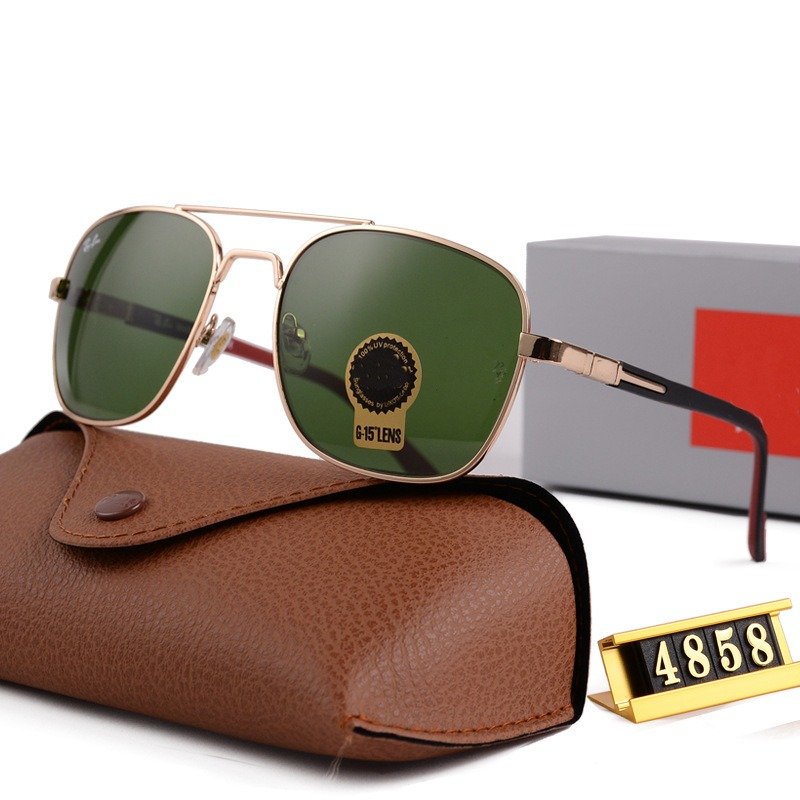 High End Metal Glass Lens Mens Sunglasses Famous Luxury Brand Designer Shades Eyewear Women 4858 Aviation Sun Glasses with Box