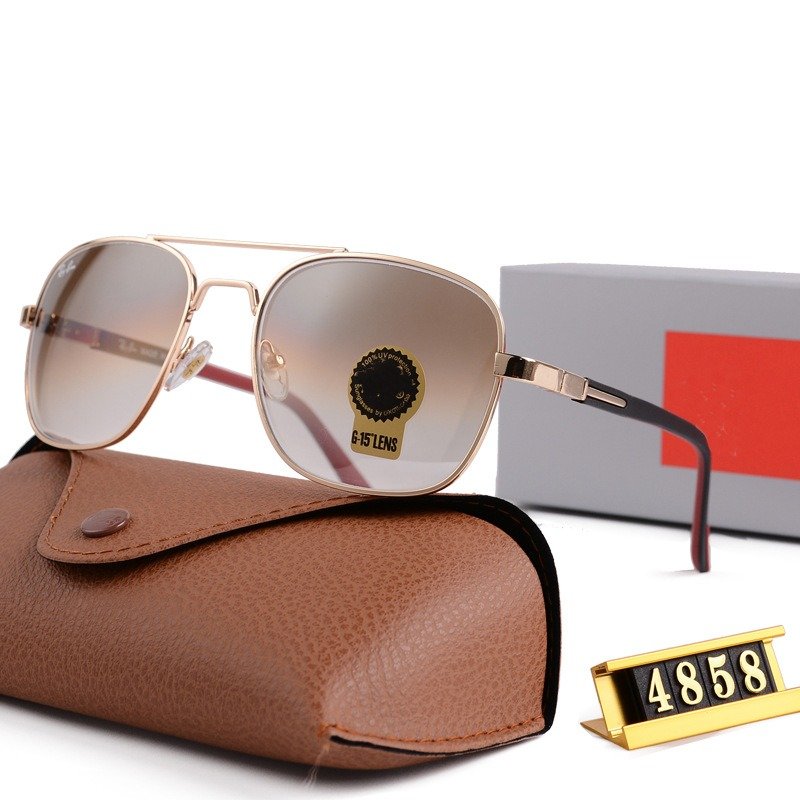 High End Metal Glass Lens Mens Sunglasses Famous Luxury Brand Designer Shades Eyewear Women 4858 Aviation Sun Glasses with Box