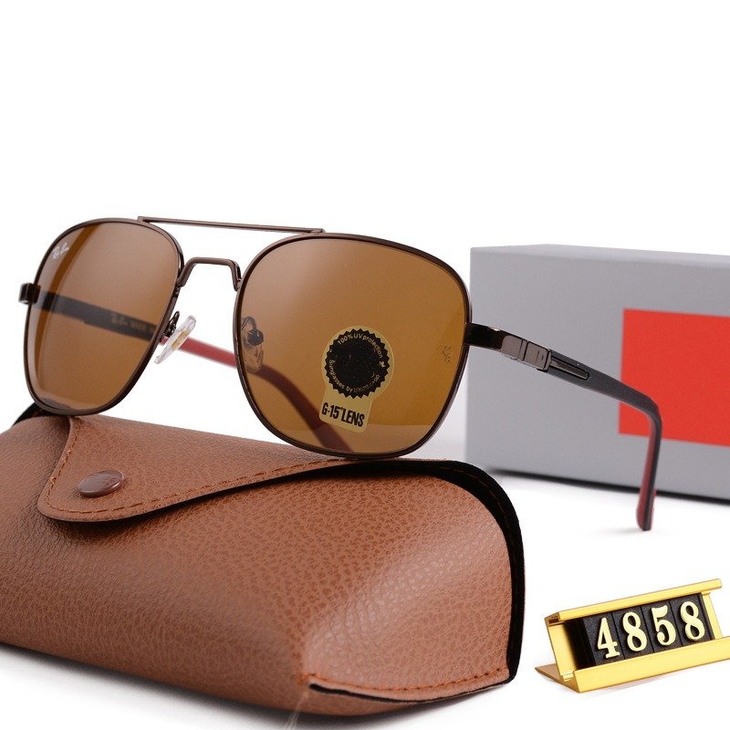 High End Metal Glass Lens Mens Sunglasses Famous Luxury Brand Designer Shades Eyewear Women 4858 Aviation Sun Glasses with Box