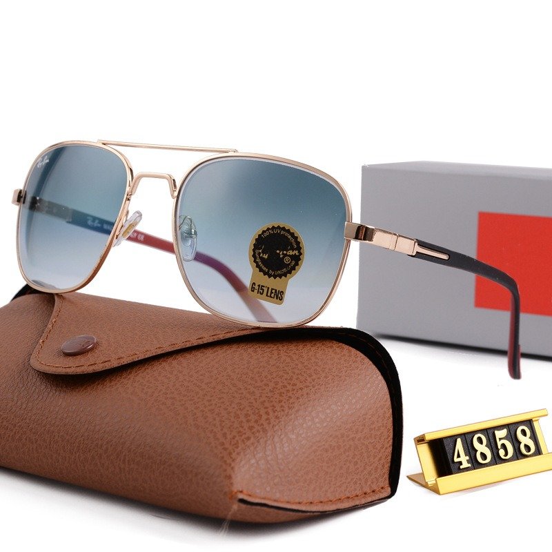 High End Metal Glass Lens Mens Sunglasses Famous Luxury Brand Designer Shades Eyewear Women 4858 Aviation Sun Glasses with Box