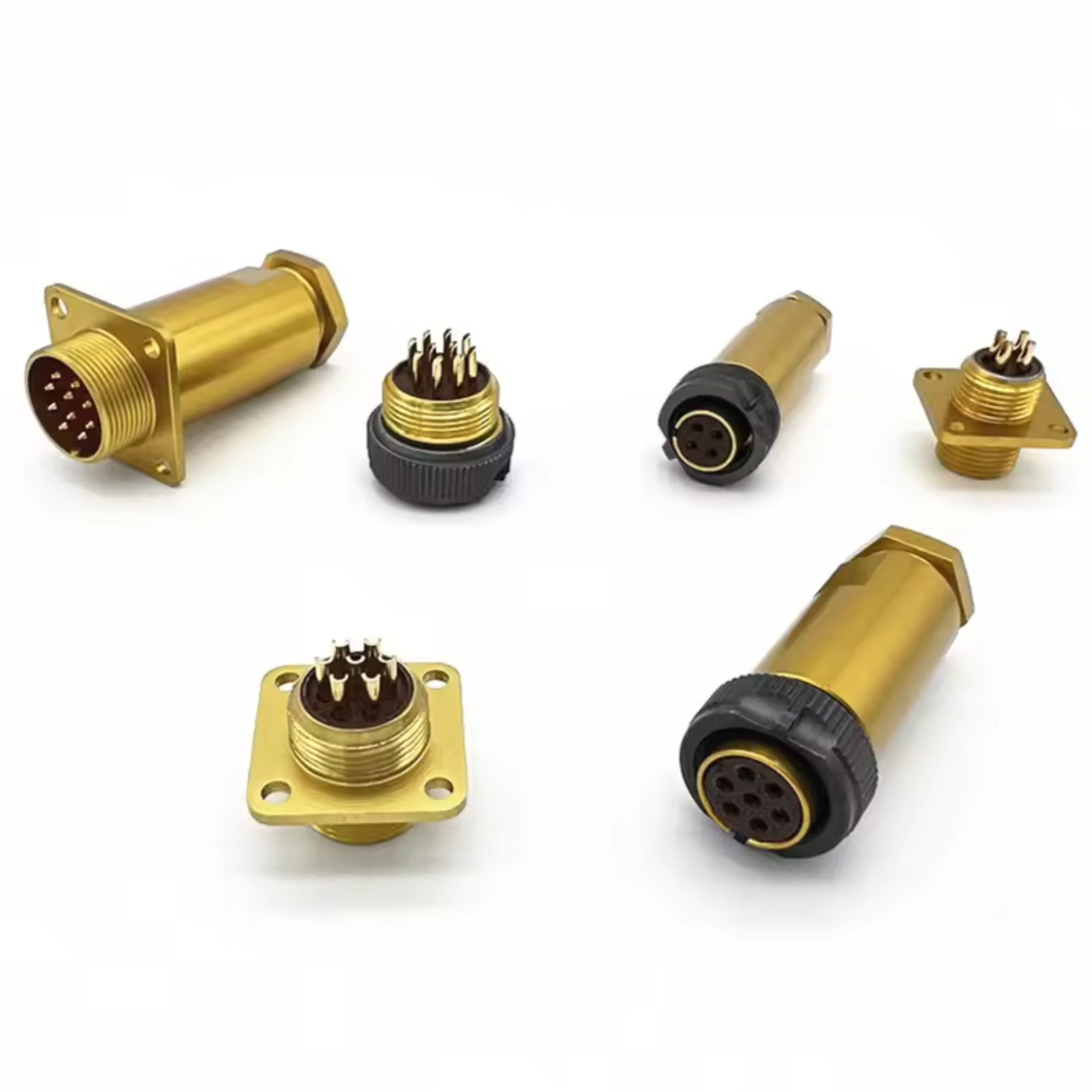 Py04/PC/RS 4/7/10/19 Pin Aviation Plug Socket CNC Machined Aluminum Brass Copper Circular Electrical Connector Drilling Type