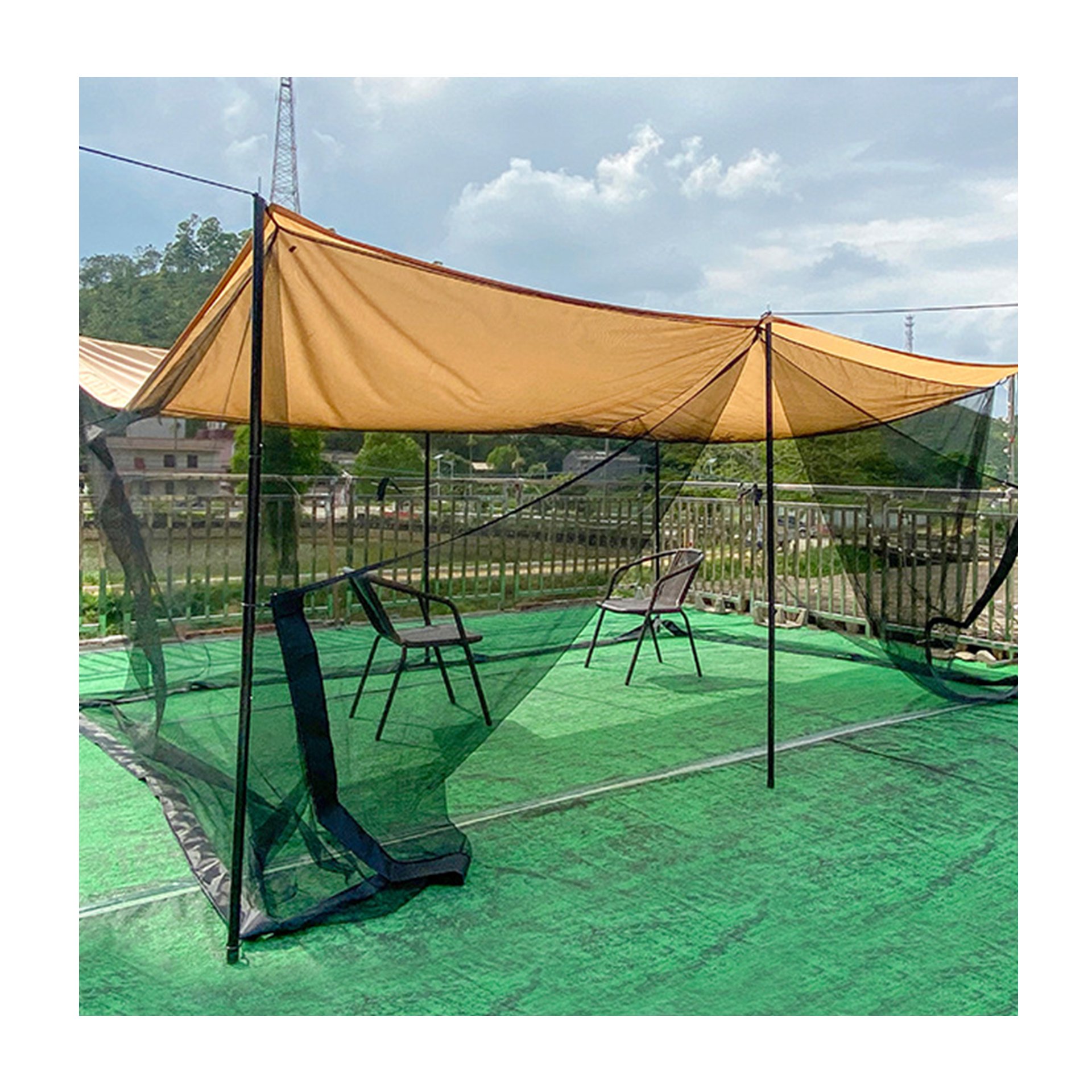 Portable Folding Beach Awning Canopy Outdoor Camping Tent with Mosquito Net Customizable Sunshade Rain Fly for Car Family