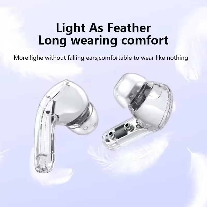 Crystal T8 Tws Handsfree Earbud Earphone Headphone Transparent LED Wireless Sports Headphones In-ear Logo Customize Android IOS