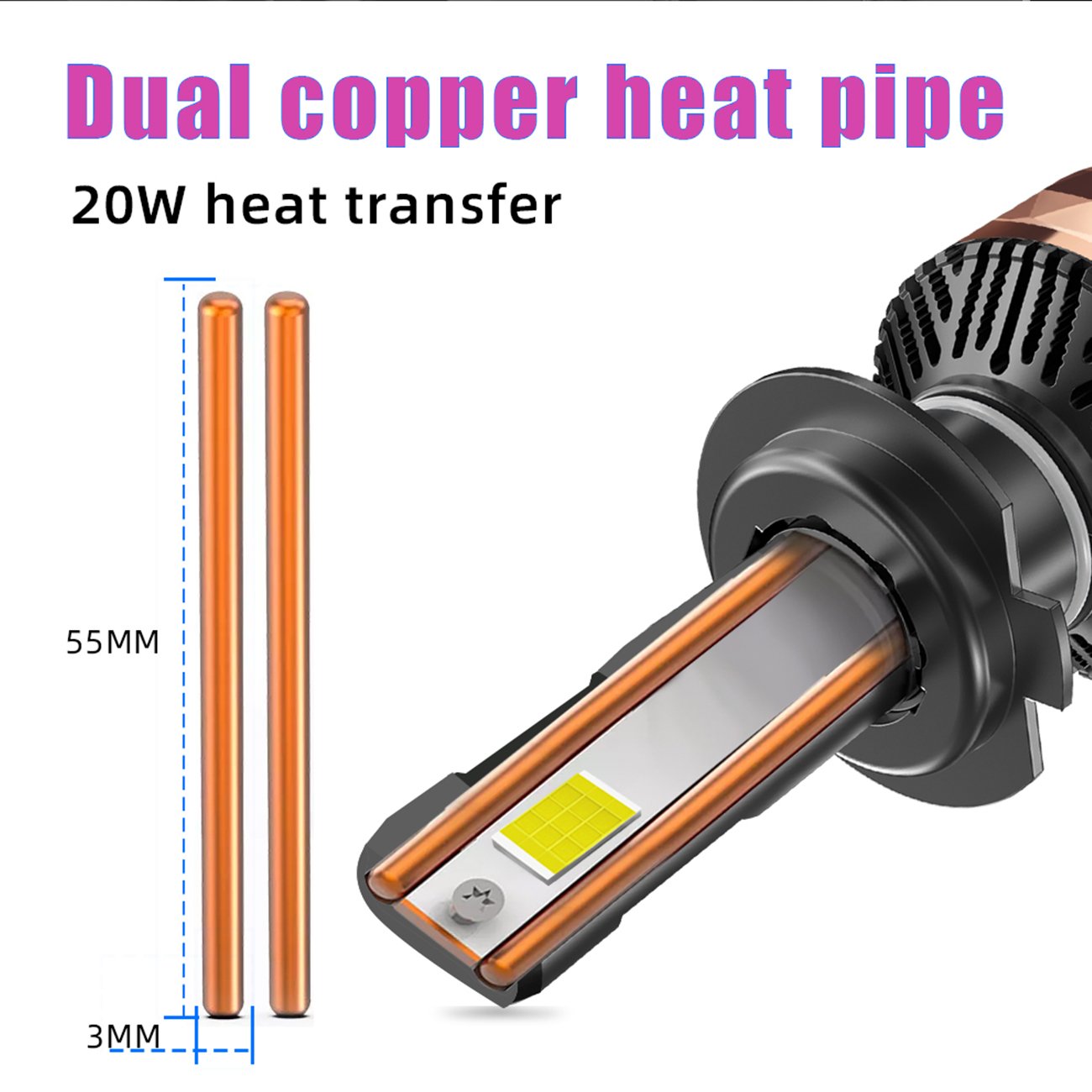 X-7SEVEN Apollo Rose 220W 50000 Lumens Auto Hi/lo Beam Bulb Automotive Kits 9012 Led Car Headlight Bulb