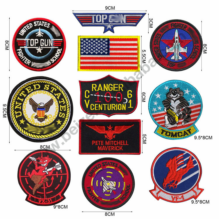 American VF-1 Aviation pilot TOP GUN Full Armband Outdoor Fan Embroidery Patches
