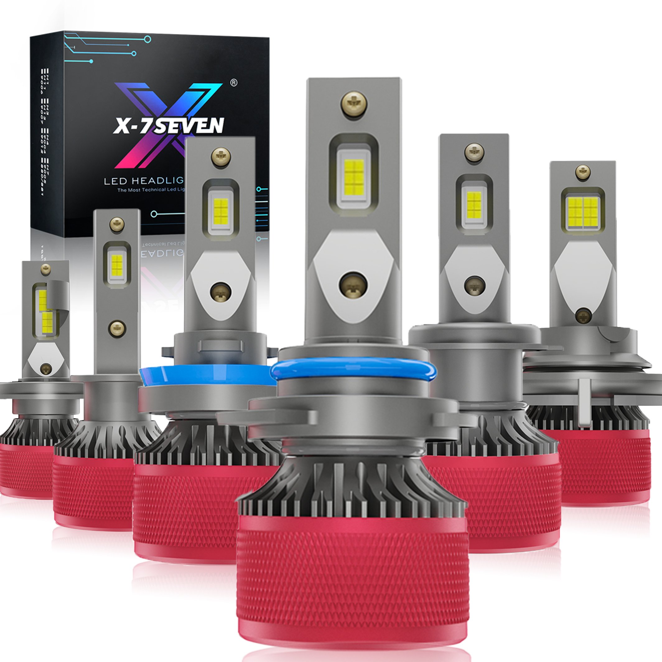X-7SEVEN Customized CSP Chips XAURPR 12V 110W 26000LM 6500K H8 H9 H11 9005 Single Beam Car LED Headlight Bulbs
