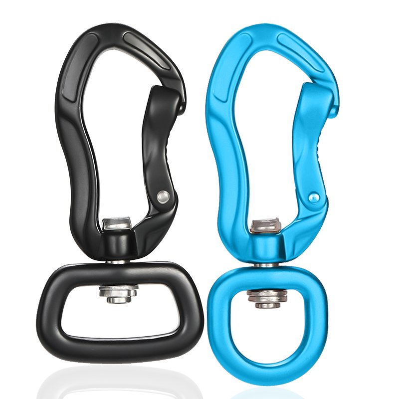 JRSGS Light Weight Accessory Aluminum Swivel Carabiner Multi-functional Tool 16-25mm Ring 3kN Swivel Hook for Dog Leash