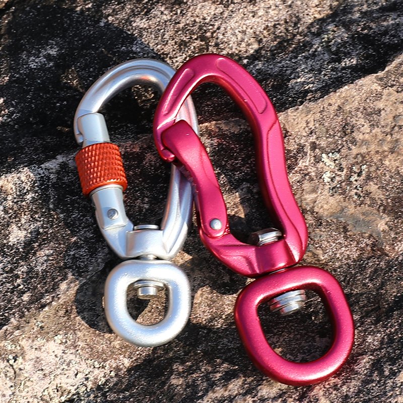 JRSGS Light Weight Accessory Aluminum Swivel Carabiner Multi-functional Tool 16-25mm Ring 3kN Swivel Hook for Dog Leash