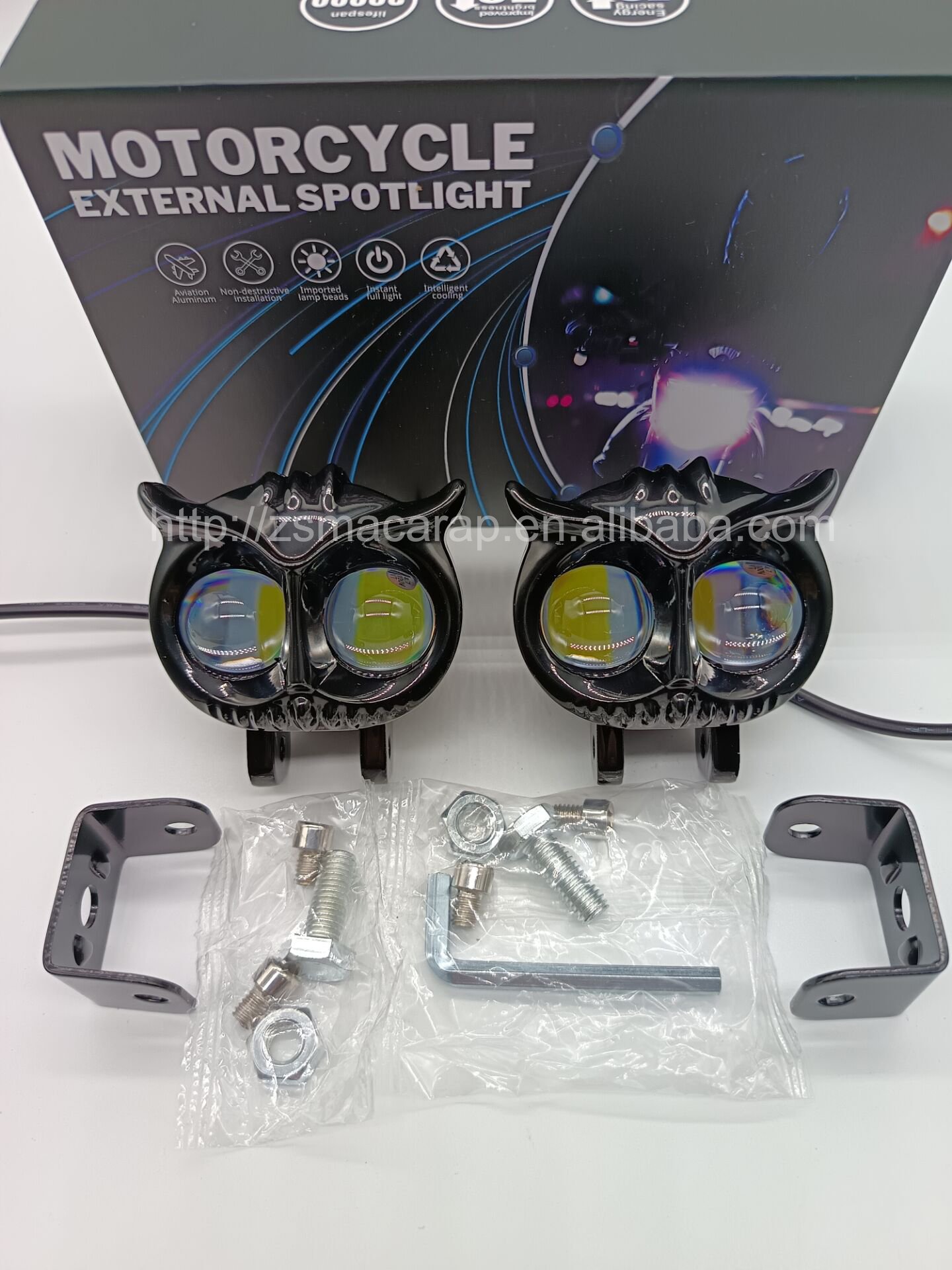 Universal Owl Design Dual Color Motorcycle Laser Fog Light Headlight Led Auxiliary Spot Lights for Motorcycle