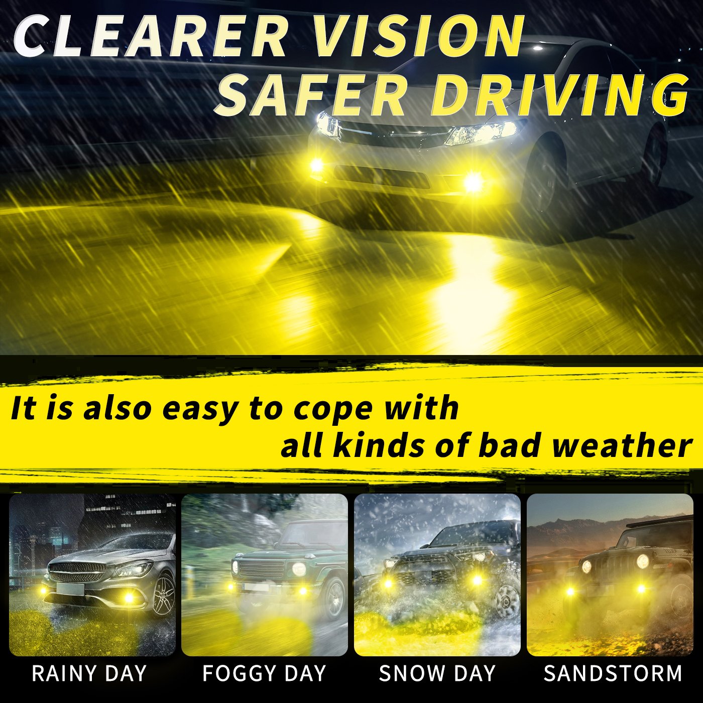 Car Accessories Gold Yellow 9005 Led Headlight Bulbs H7 H1 Led Headlights Car Light 9006 Fog Headlamp