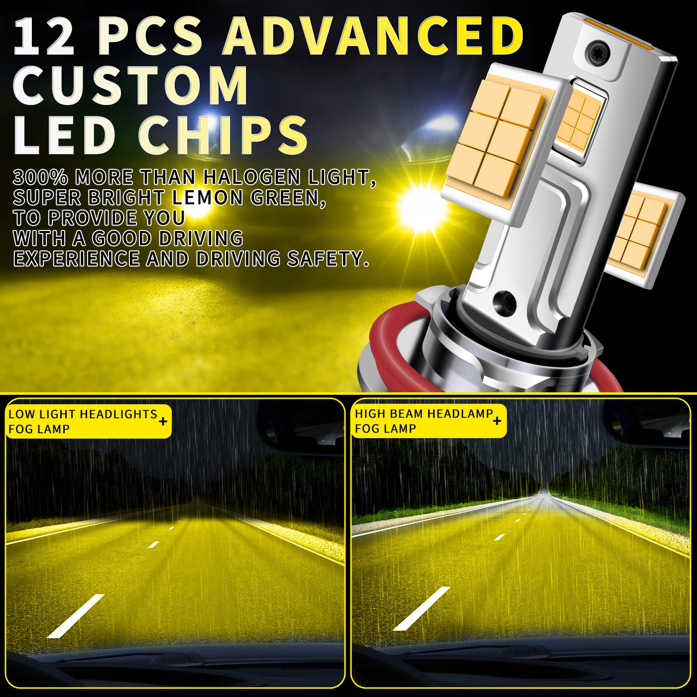 Car Accessories Gold Yellow 9005 Led Headlight Bulbs H7 H1 Led Headlights Car Light 9006 Fog Headlamp