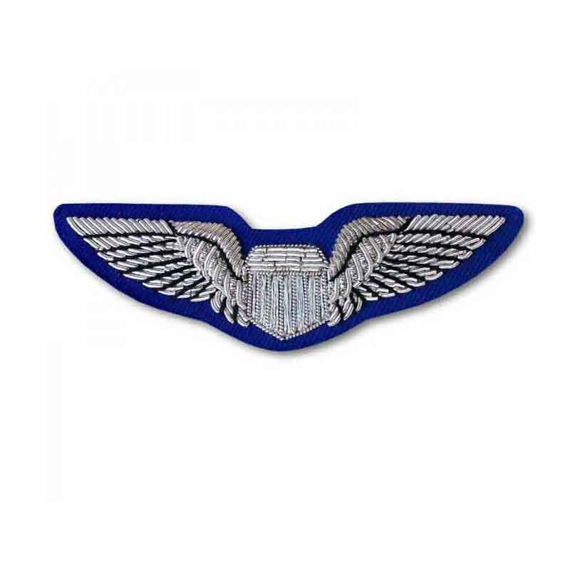 Premium Quality Bullion Crest Wing Patch OEM Aviation Pilot Captain Rank Bullion Chest Badge Emblem Crest Custom Pilot Wings