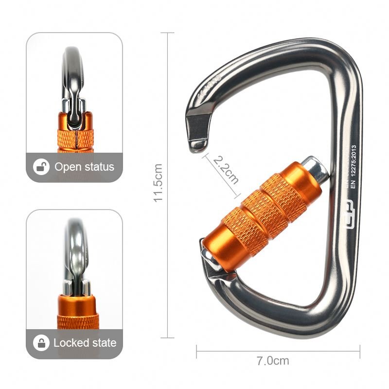 Heavy Duty 35KN Alloy 7075 Lock Carabiner Tool Clip Multipurpose Swivel Auto Locking Hook Carabiner for Climbing