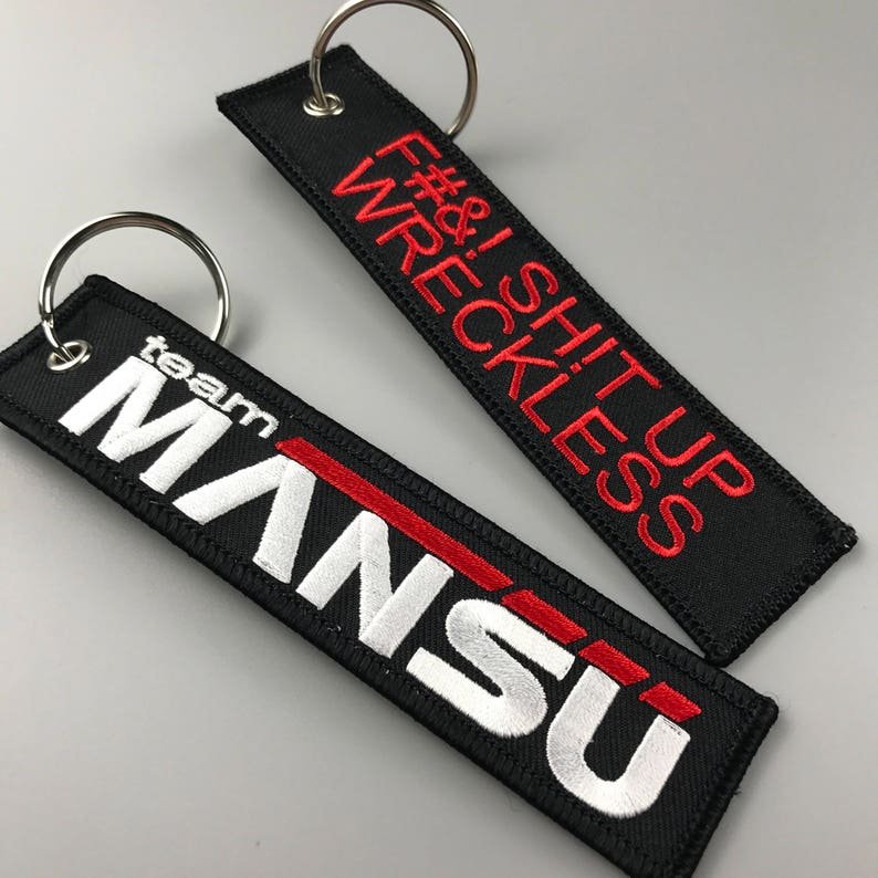 Wholesale Red Double-Faced Embroidery Aviation Keychain Embroidered Textile Custom Fabric Keychain